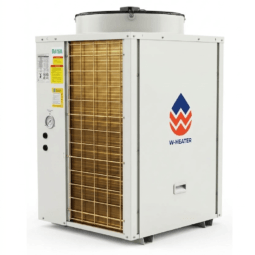 Heat Pump Water Heater komersial vertikal heat pump W-Heater dengan lapisan evaporator Golden Fin anti-karat keemasan dan refrigeran R410A bergaransi, standar euro
